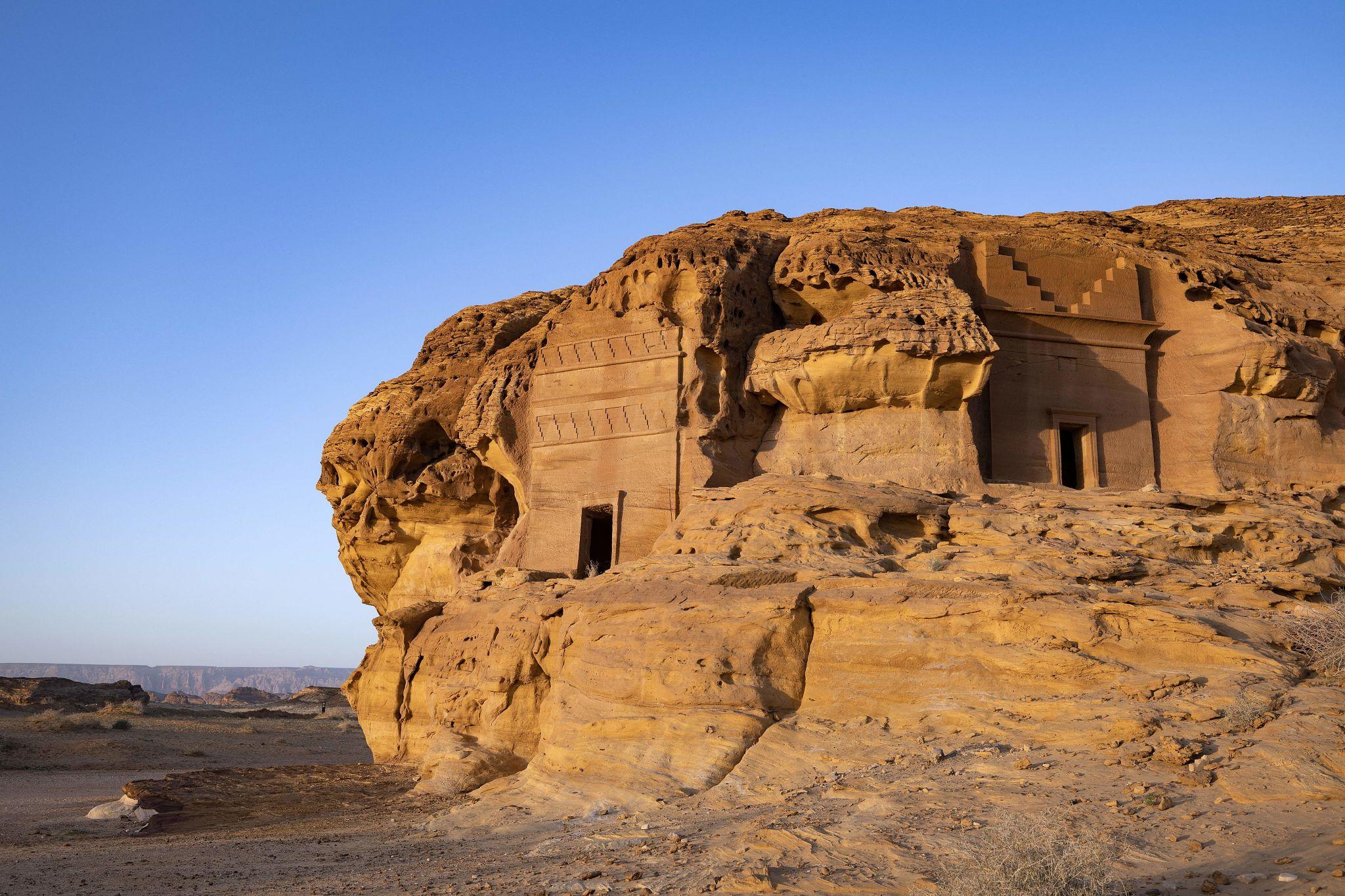 Nabataean rock-hewn tombs at Hegra (Mada'in Saleh) near AlUla